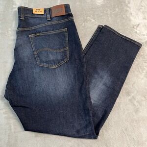 NWOT Lee Extreme Motion Athletic Fit Tapered Leg Jeans Mens 42x34 Dark Wash